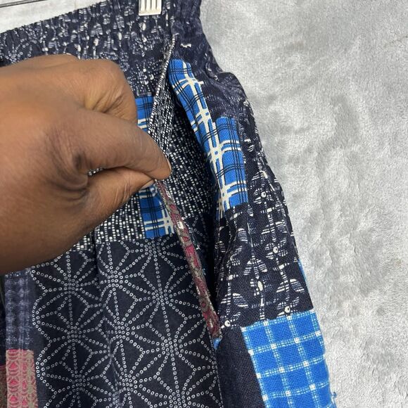 Onttno Adult  Harem Joggers Patchwork Pants L Cotton Linen Boho Festival Casual - Picture 8 of 13